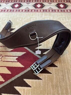 Arion Sport Horse Tack Brown Padded Leather fancy stitch girth -New